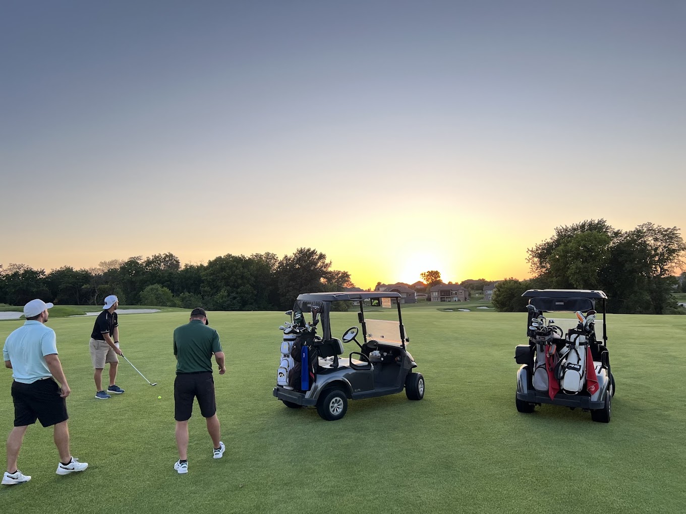 Golf course at sunset